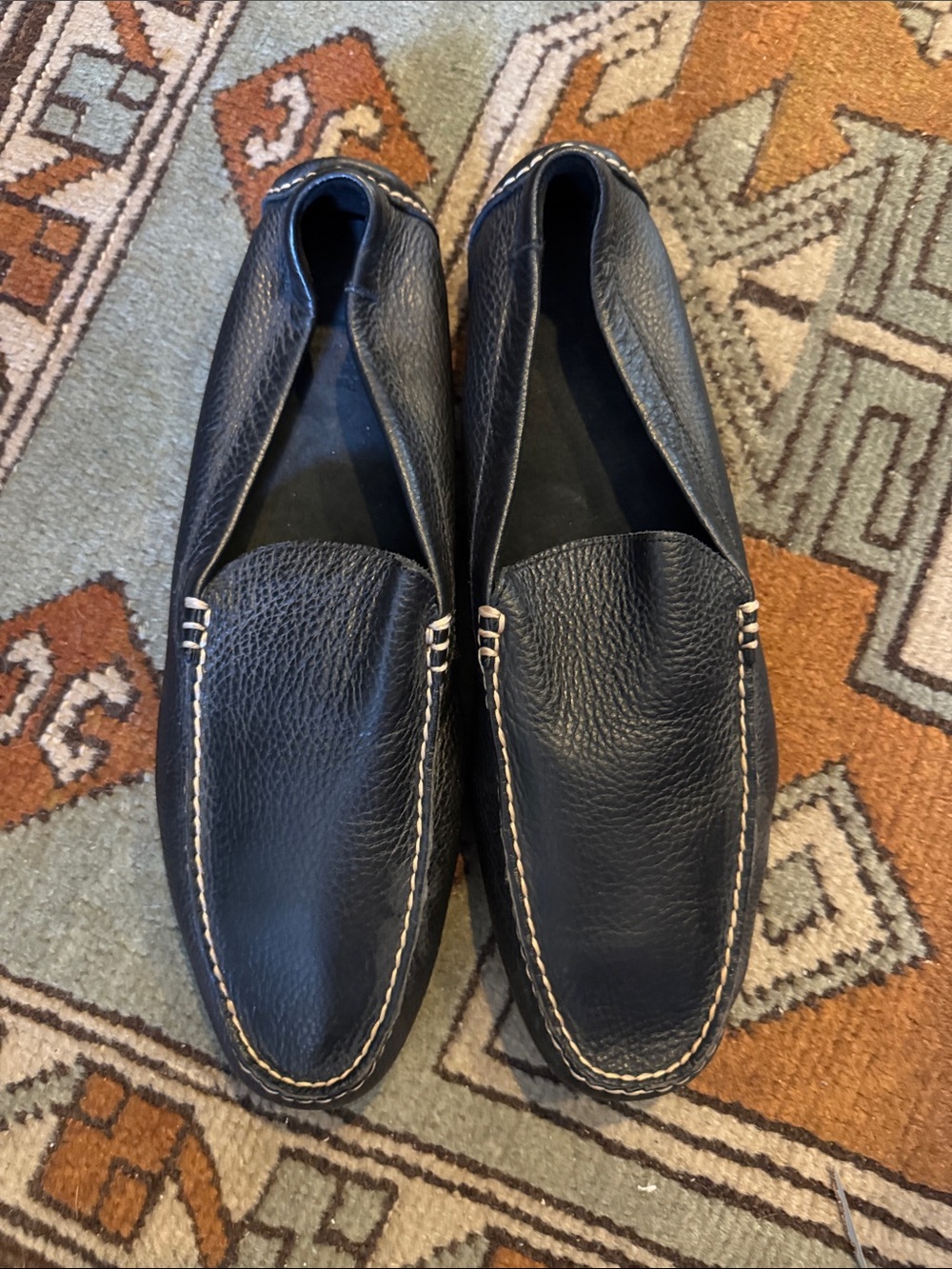 Polo by Ralph Lauren Black Pebbled Leather Slip-On Loafers